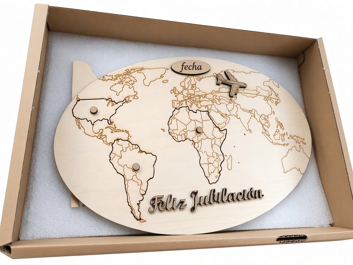 Mapa del mundo de madera Personalizado con MENSAJE OCULTO