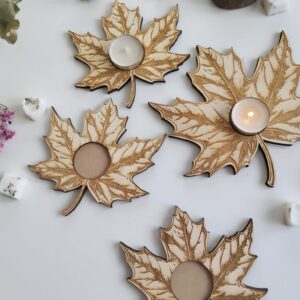 porta velas arce de madera, decoración otoño y navidad