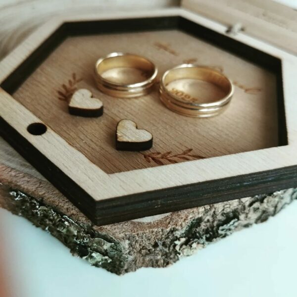 madera para alinazas, caja porta anillos